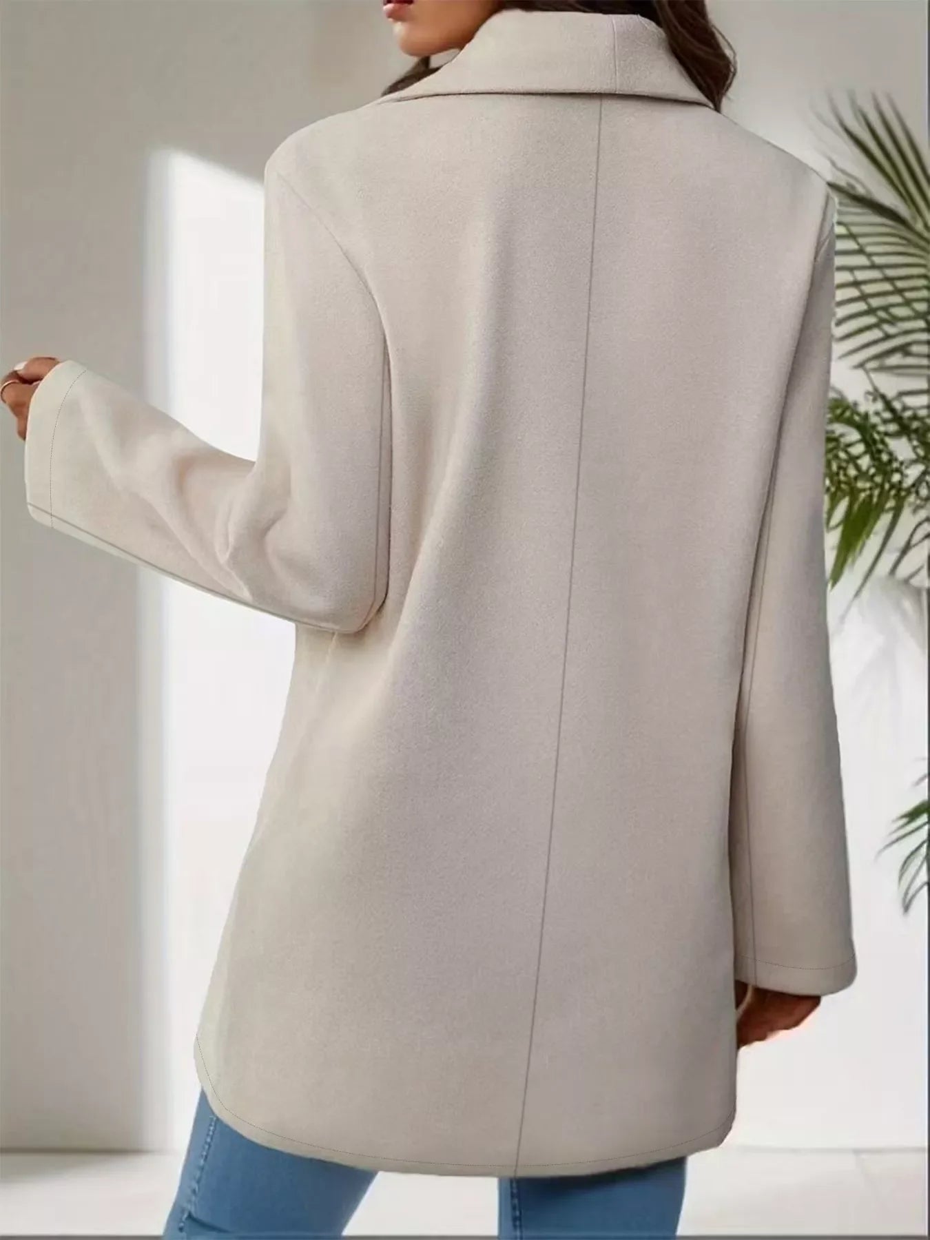 Lapel Collar Single-Button Wool Blend Overcoat