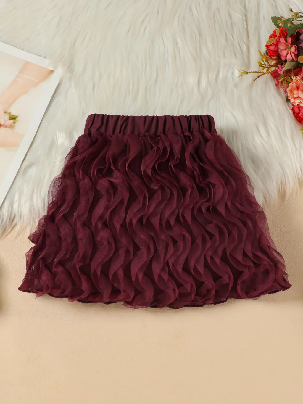 Children's Pearl Bowknot Top and Skirt Set