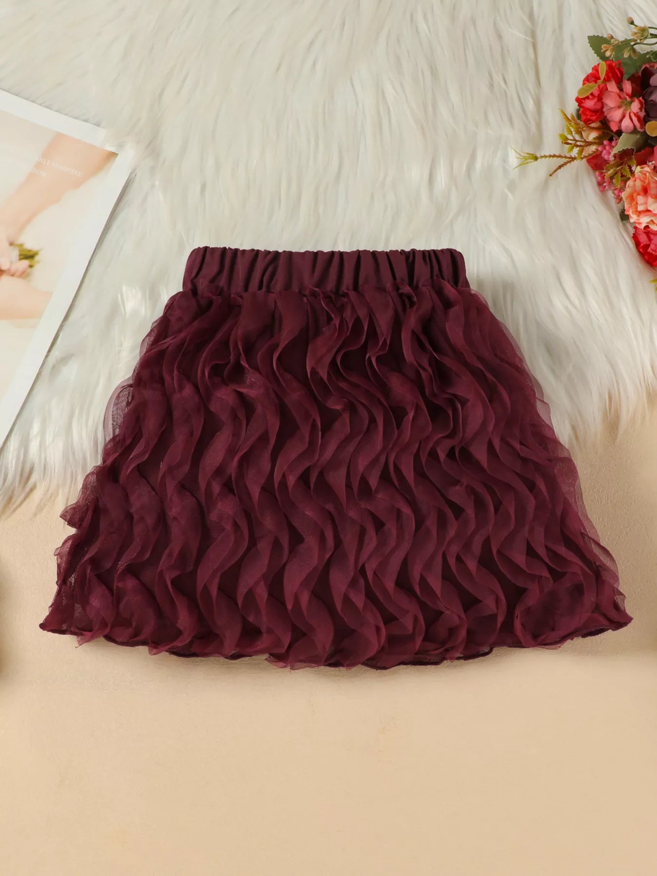 Children's Pearl Bowknot Top and Skirt Set