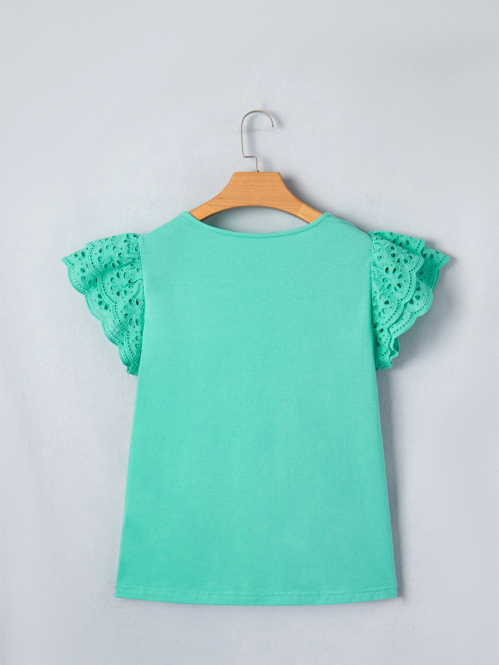 Eyelet Lace Ruffled Cap Sleeve Top
