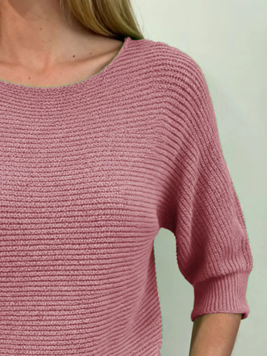 Full Size Ribbed Knit Round Neck Sweater Plus Size