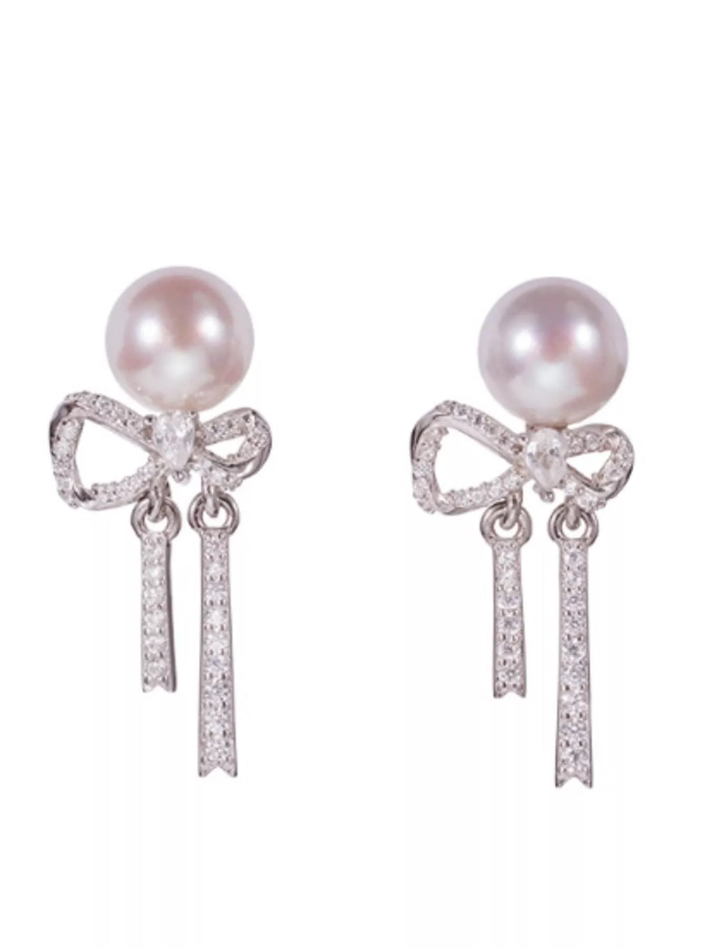 Pearl Bowknot Drop Earrings