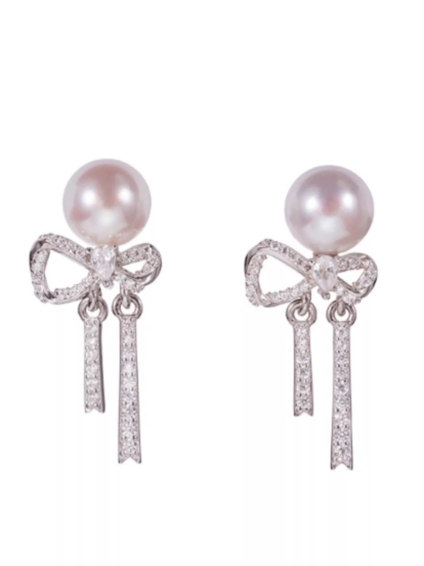 Pearl Bowknot Drop Earrings