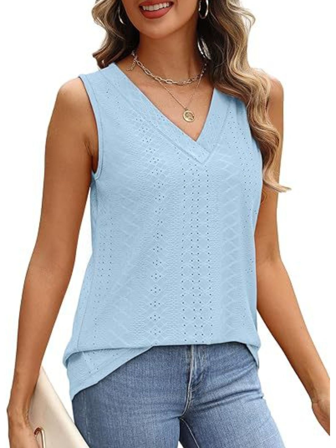 Eyelet V-Neck Tank