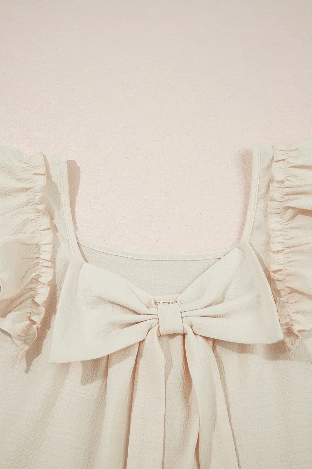Bow Back Ruffled Cap Sleeve Blouse