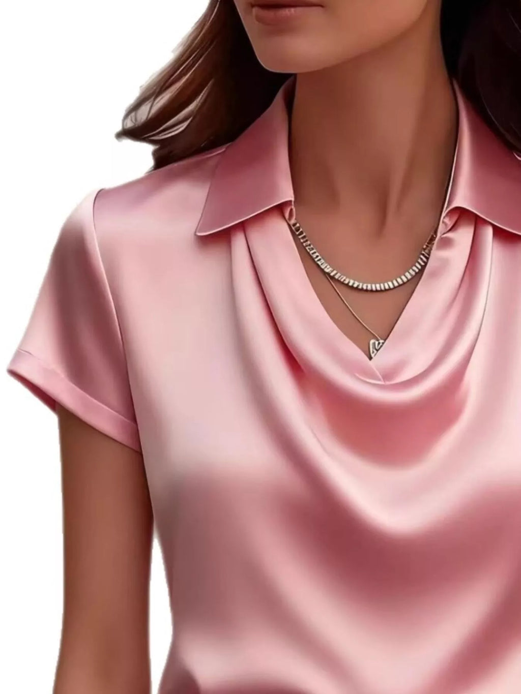 Full Size Satin Cowl Neck Blouse Plus Size
