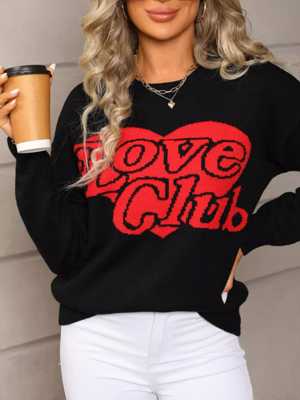 Valentine's Day Love Club Heart Graphic Sweater