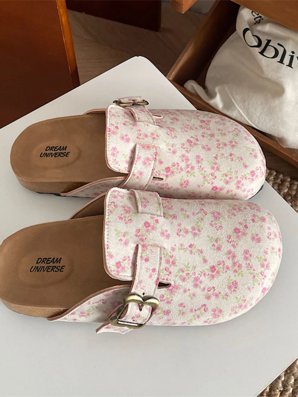 Floral Pattern Round Toe Slip-Ons