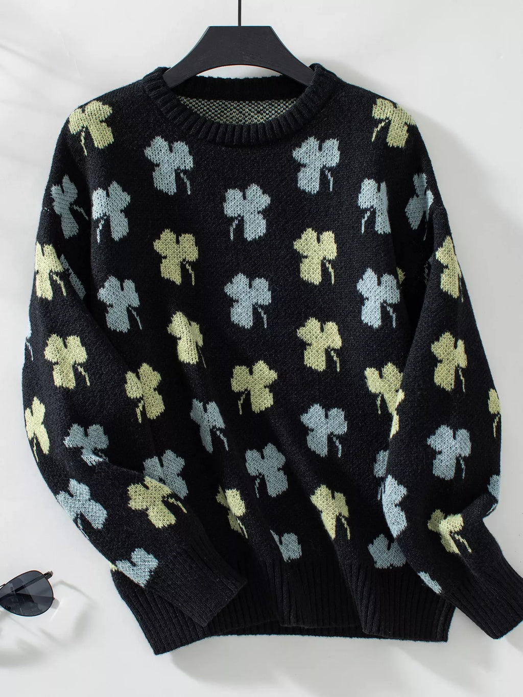 Clover Round Neck Long Sleeve Sweater