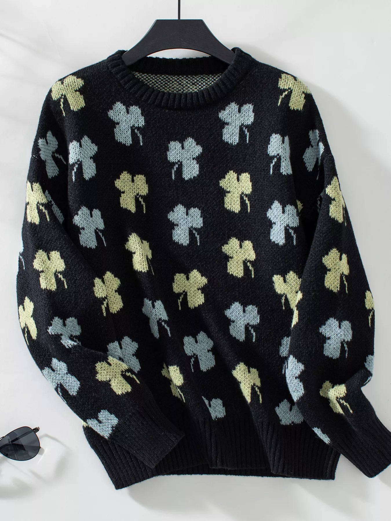 Clover Round Neck Long Sleeve Sweater
