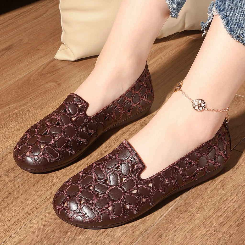 Cutout Round Toe Slip-Ons