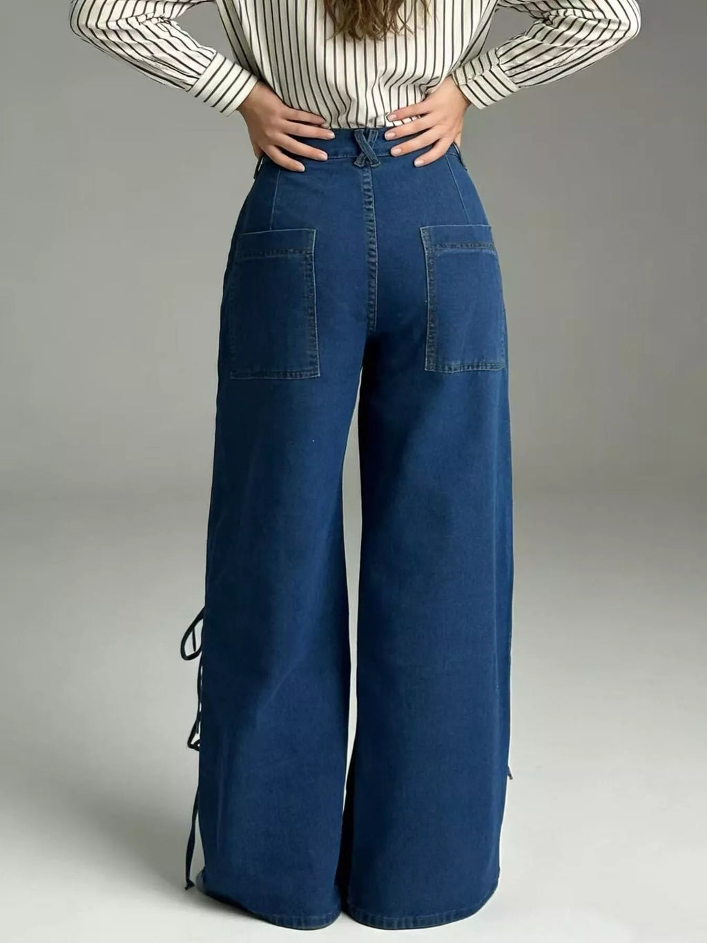 Lace-Up Wide Leg Jeans