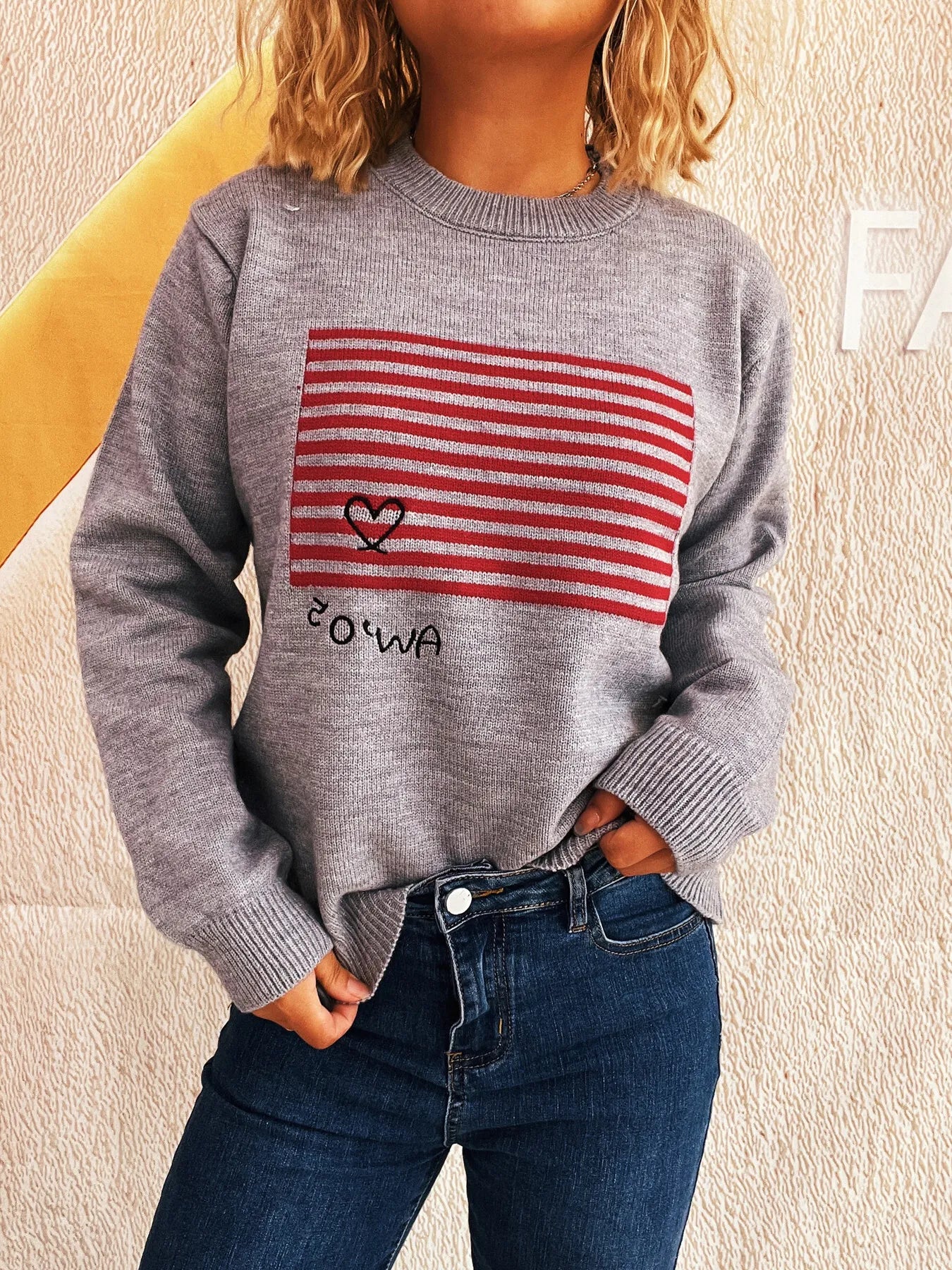 Striped Round Neck Long Sleeve Sweater