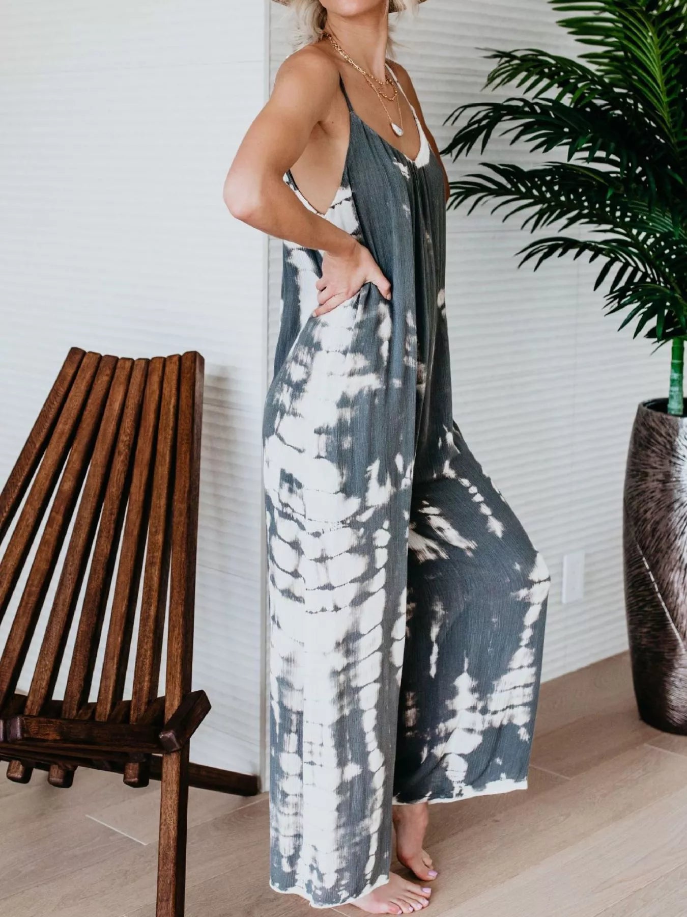 Full Size Tie-Dye Wide Leg Jumpsuit Plus Size