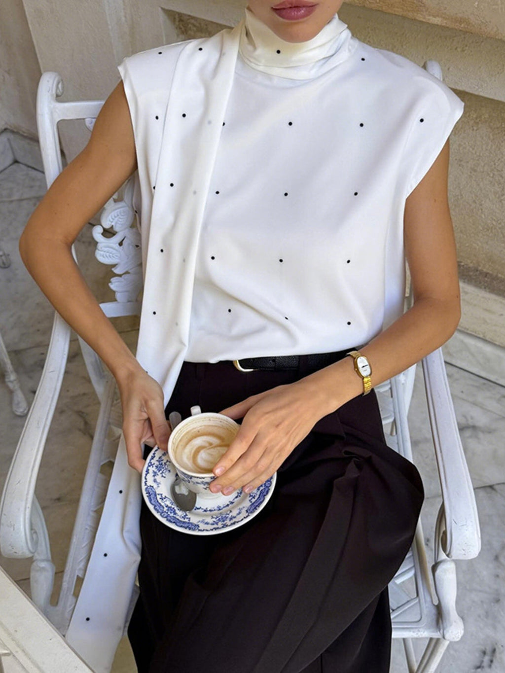 Polka Dot High Neck Tank