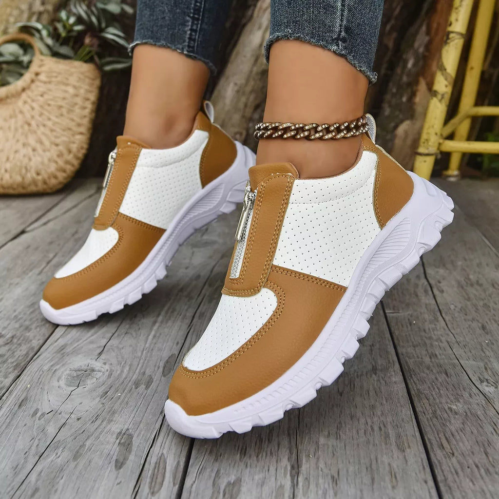 Contrast Breathable Zip Sneakers