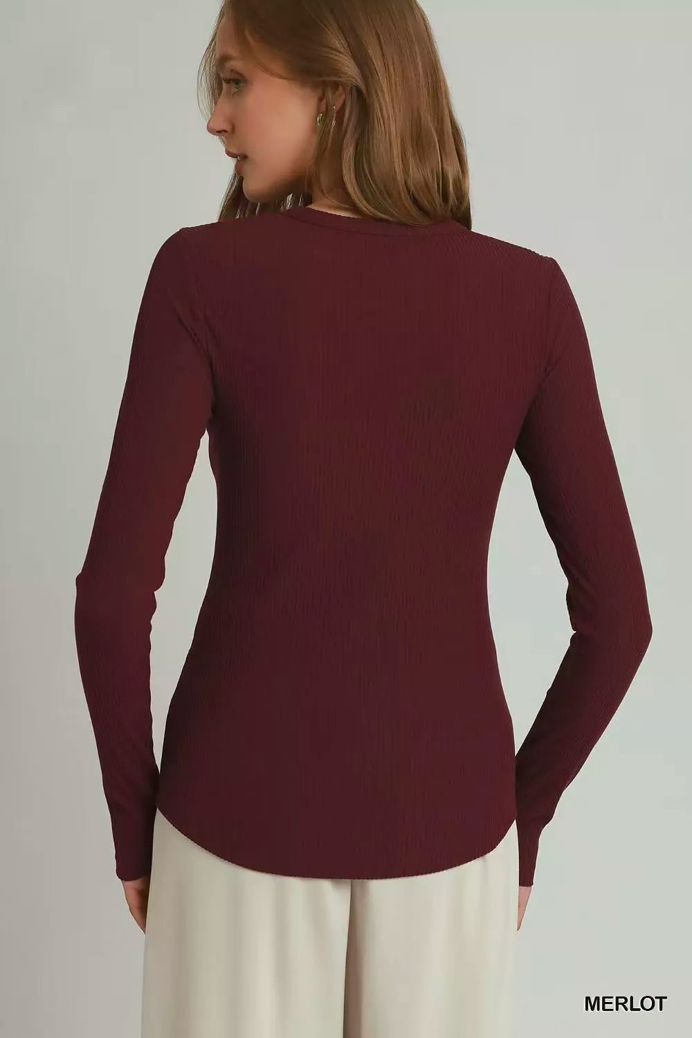 Umgee Brushed Rib Long Sleeve Top