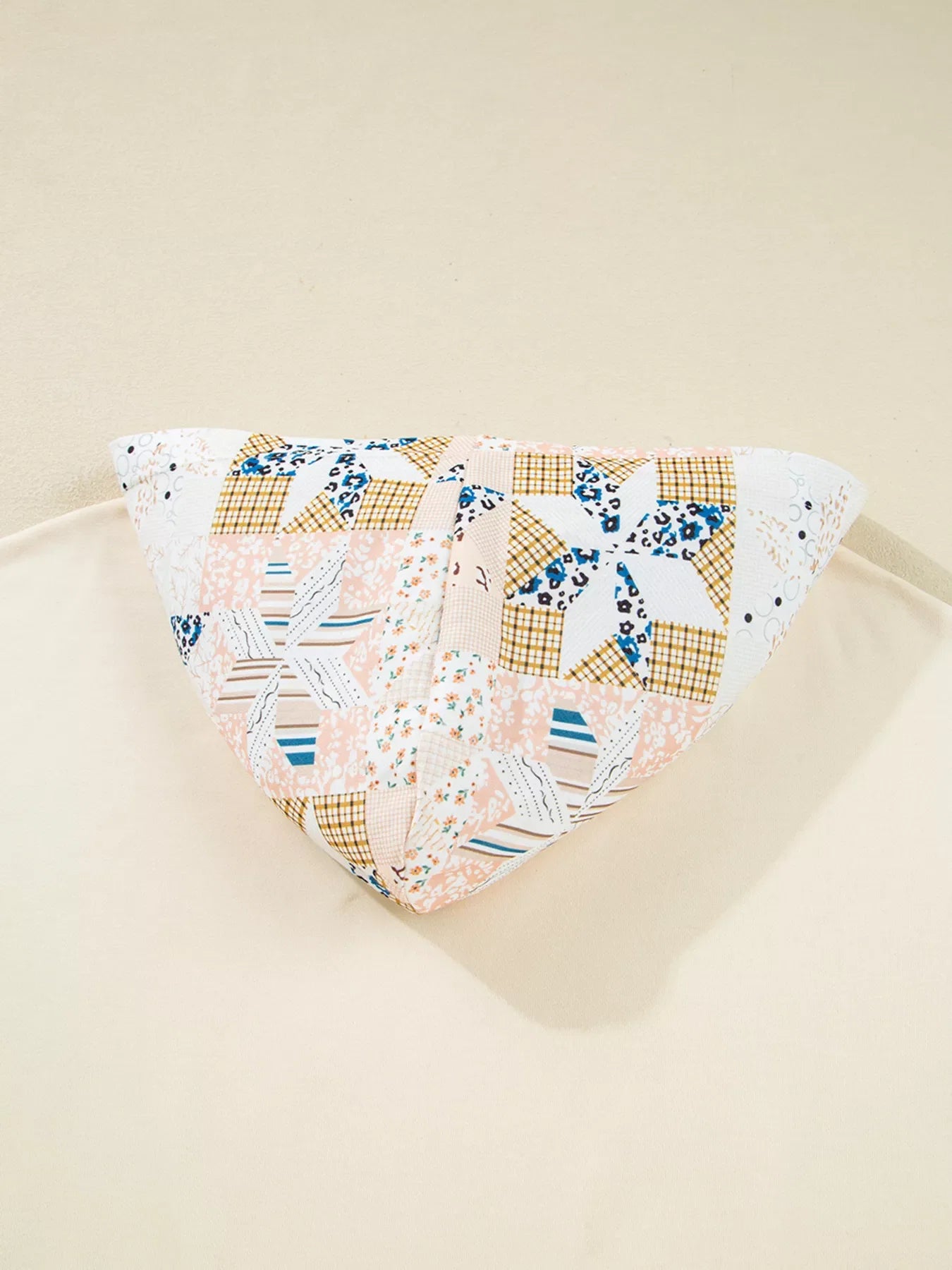 Geo Pattern Patchwork Hoodie with Kangaroo Pocket