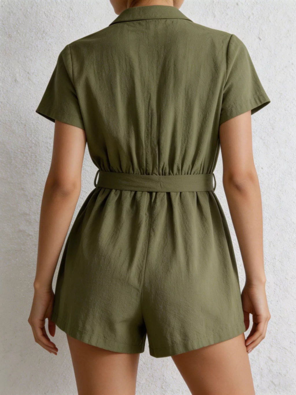 Tie Waist Short Sleeve Romper
