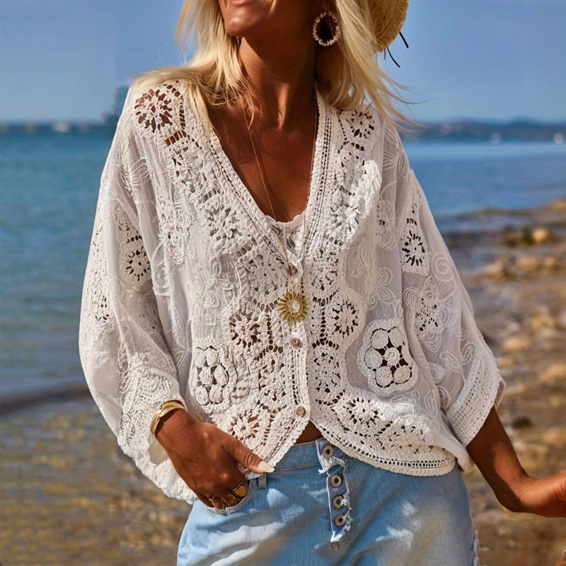 Boho Lace V-Neck Cardigan