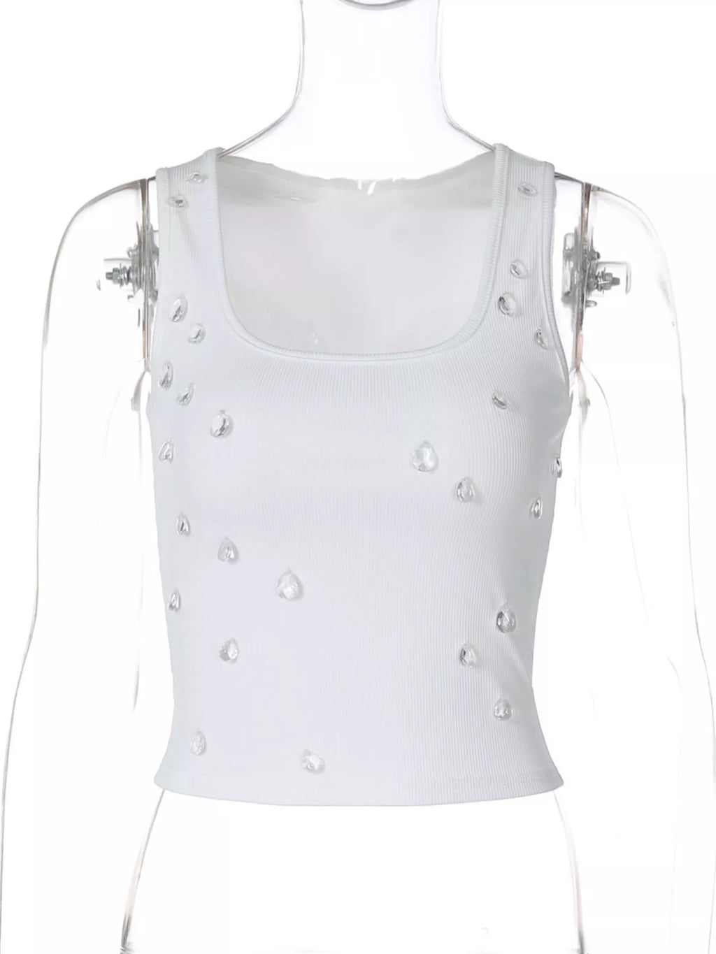 Bead Embellished Square Neck Tank