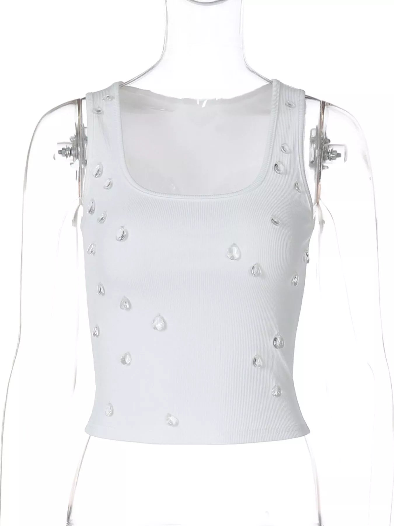 Bead Embellished Square Neck Tank