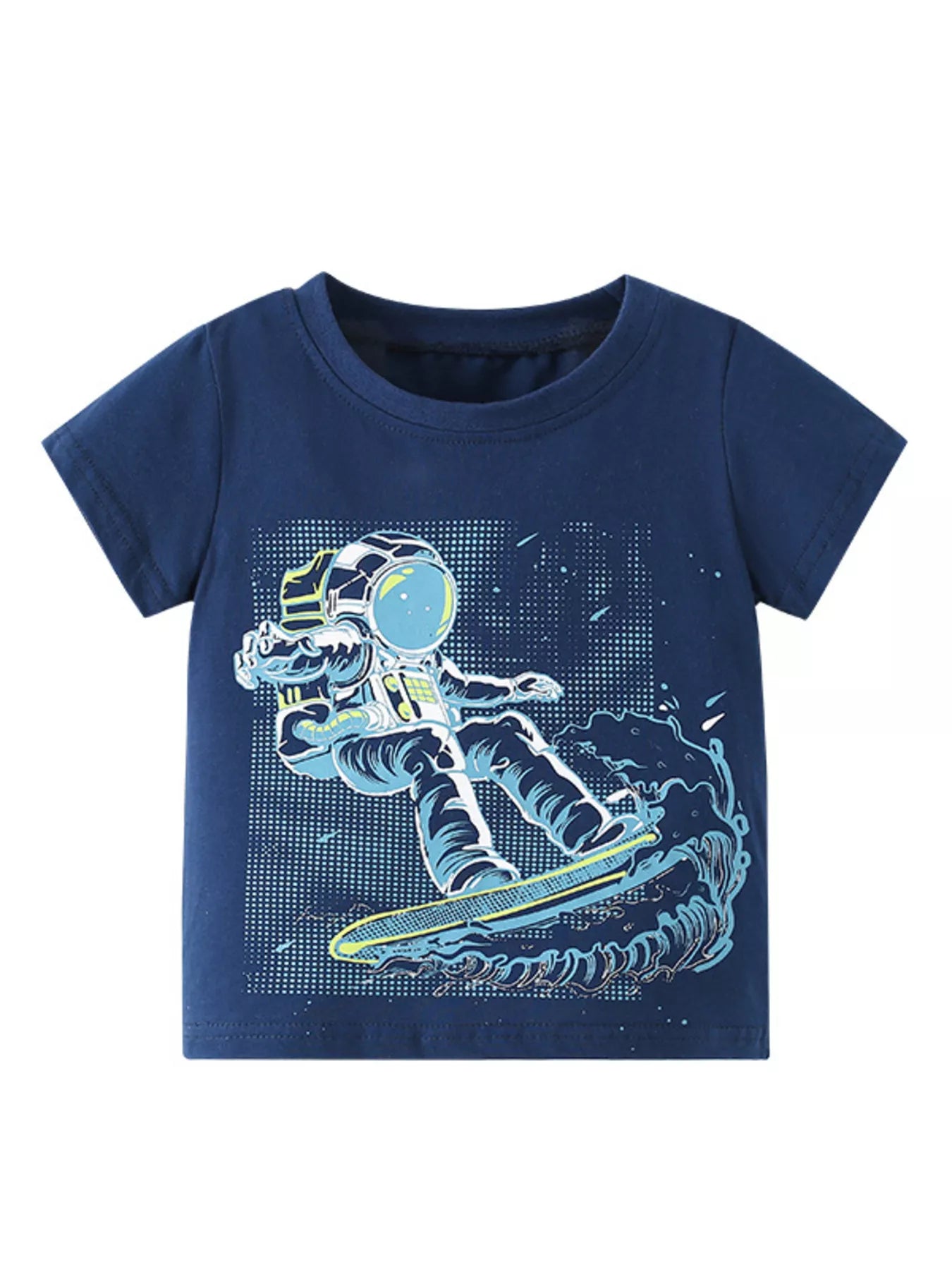 Children's Astronaut Surfing Graphic Crew Neck T-Shirt