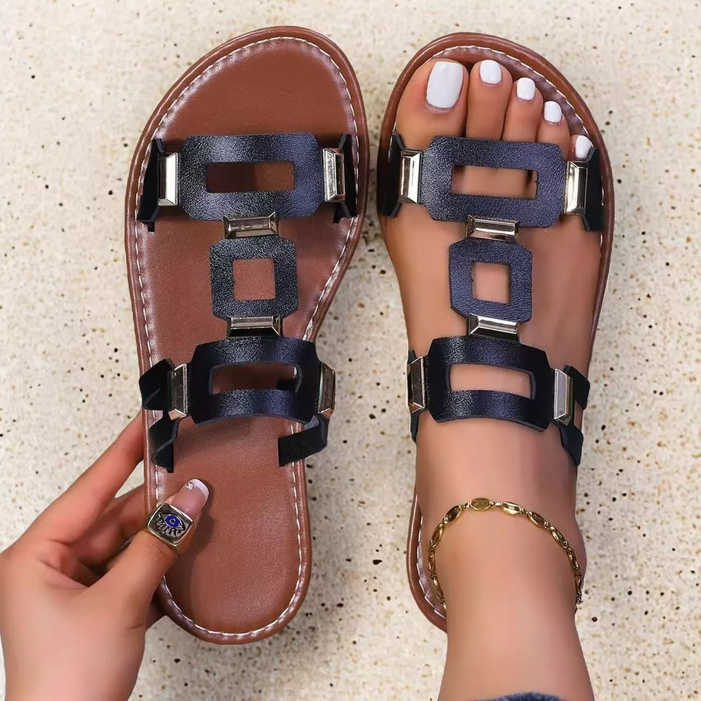 Open Toe Geometric Embellishments Sandals