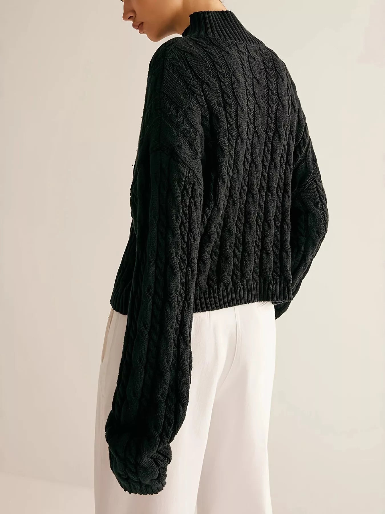 Keyhole Cable-Knit Sweater