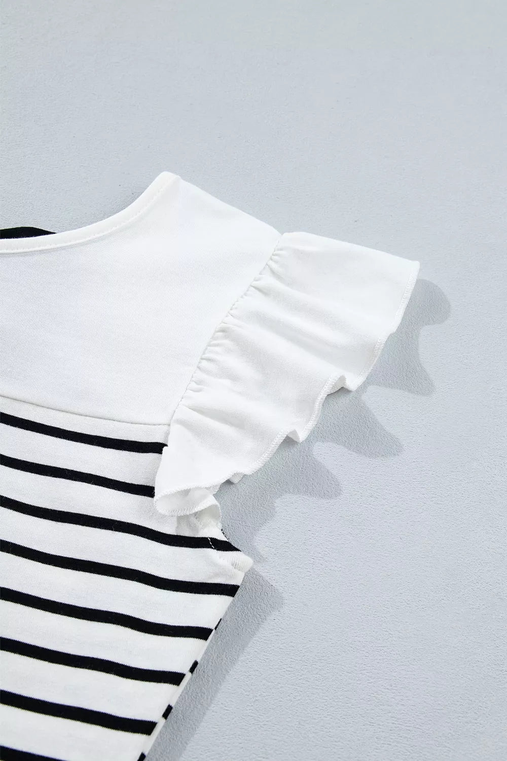 Stripe Contrast Knot Back Ruffle Trim Tank Top