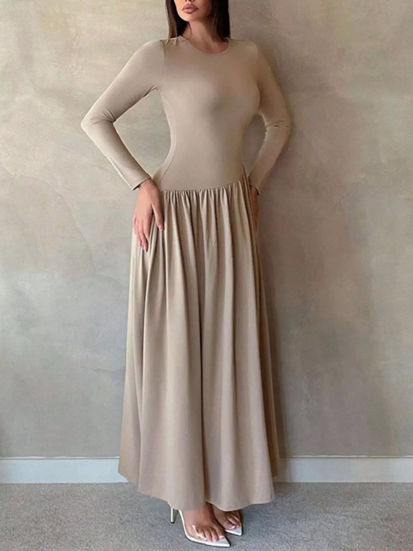 Long Sleeve A-Line Maxi Dress