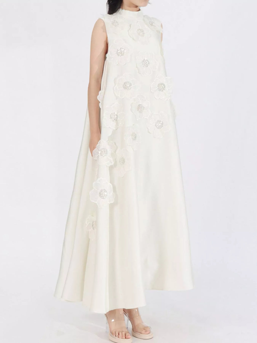 Floral Embellished Sleeveless Maxi Dress