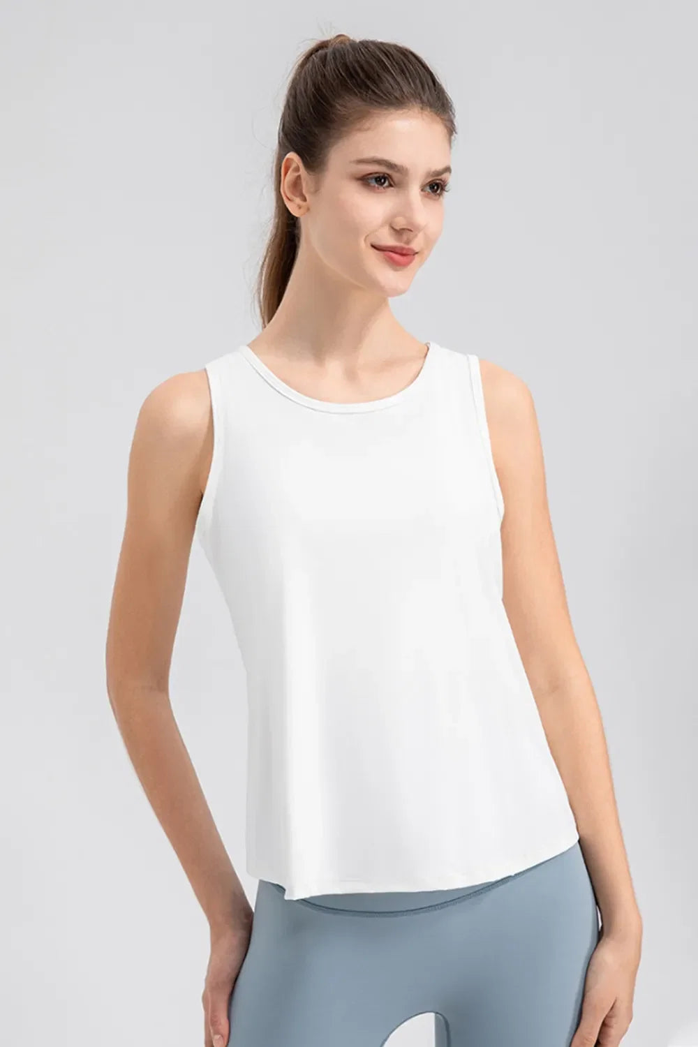 Wide Strap Round Neck Active Tank