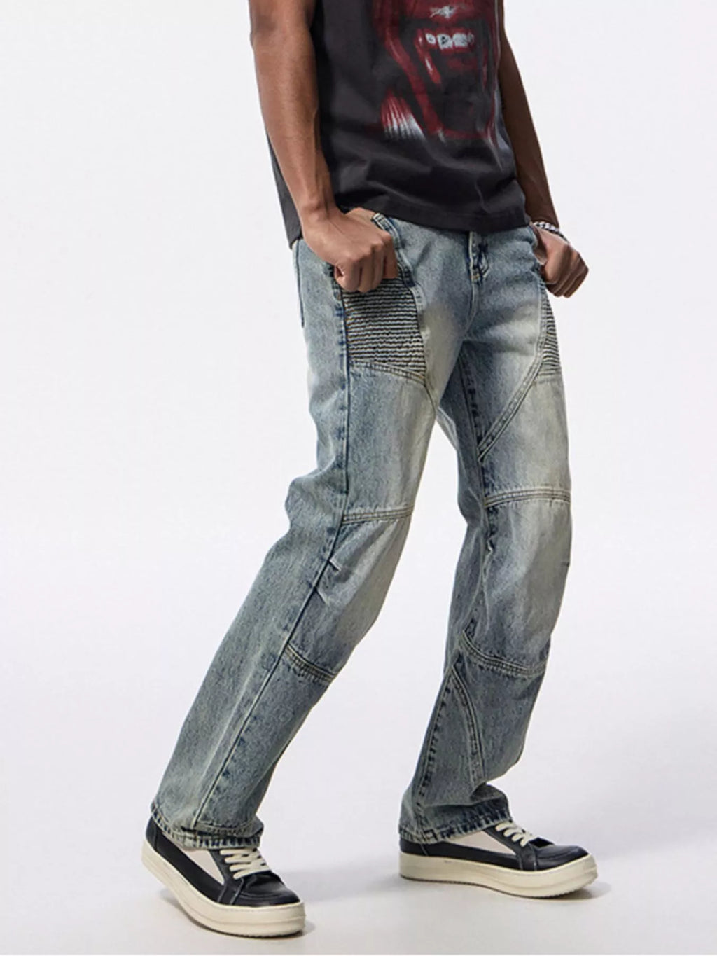 Men's Washed Wide Leg Jeans
