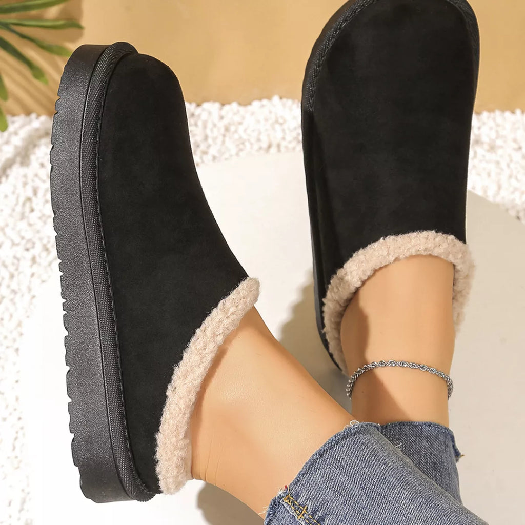 Plush Lined Round Toe Slippers