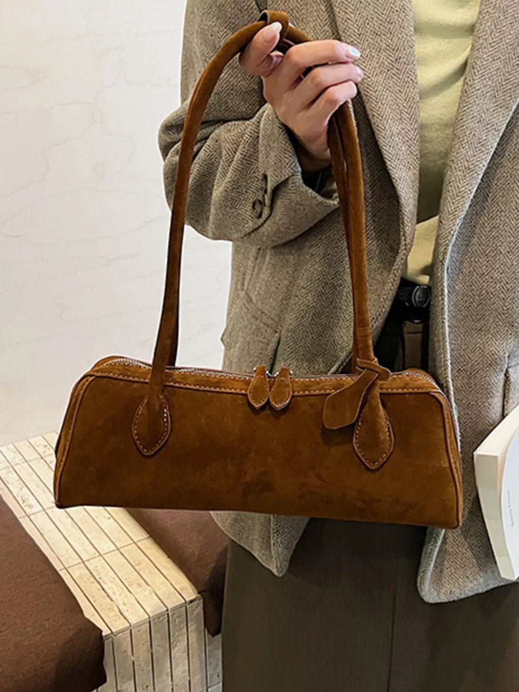 Solid Color Shoulder Bag