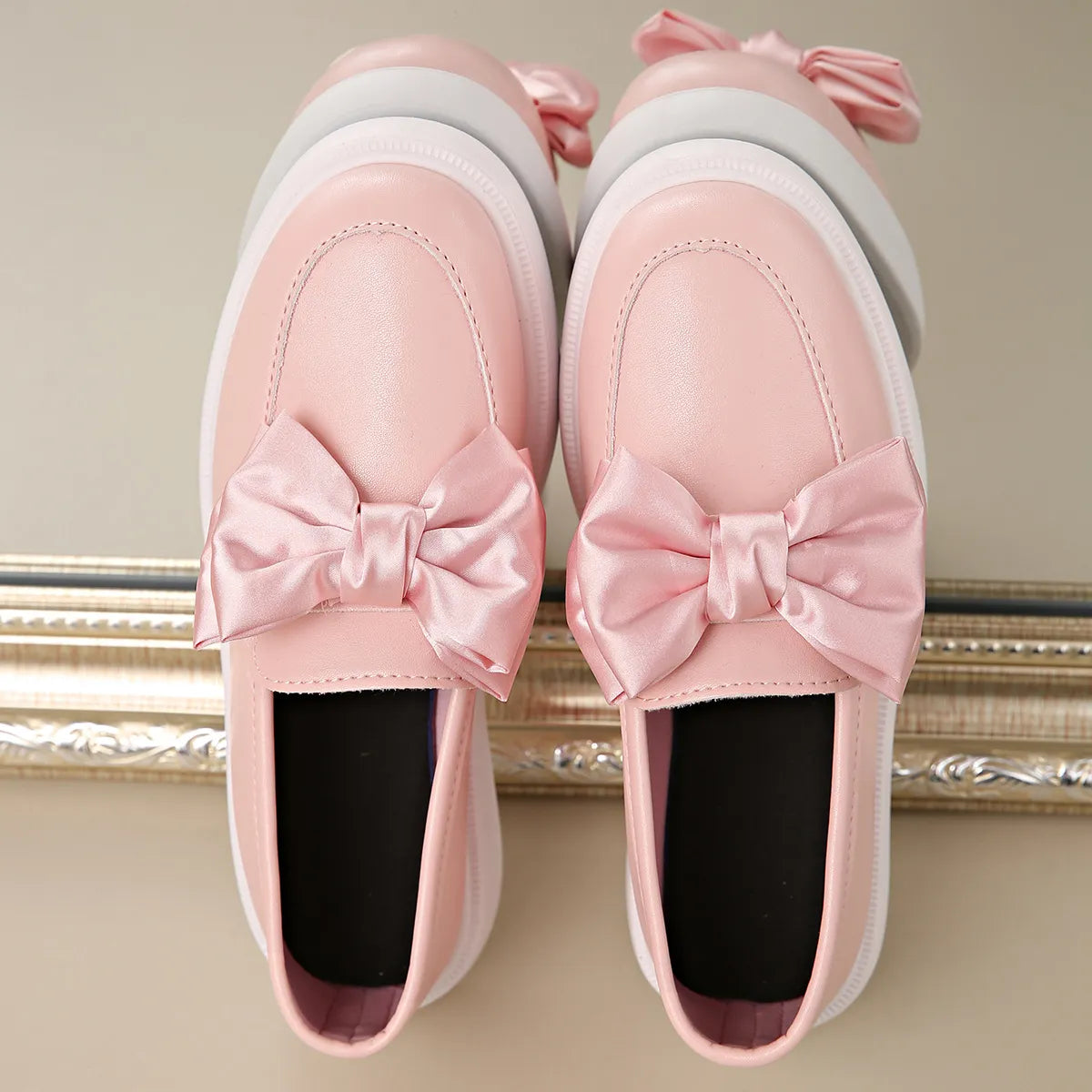 Bow Detail Platform Loafers
