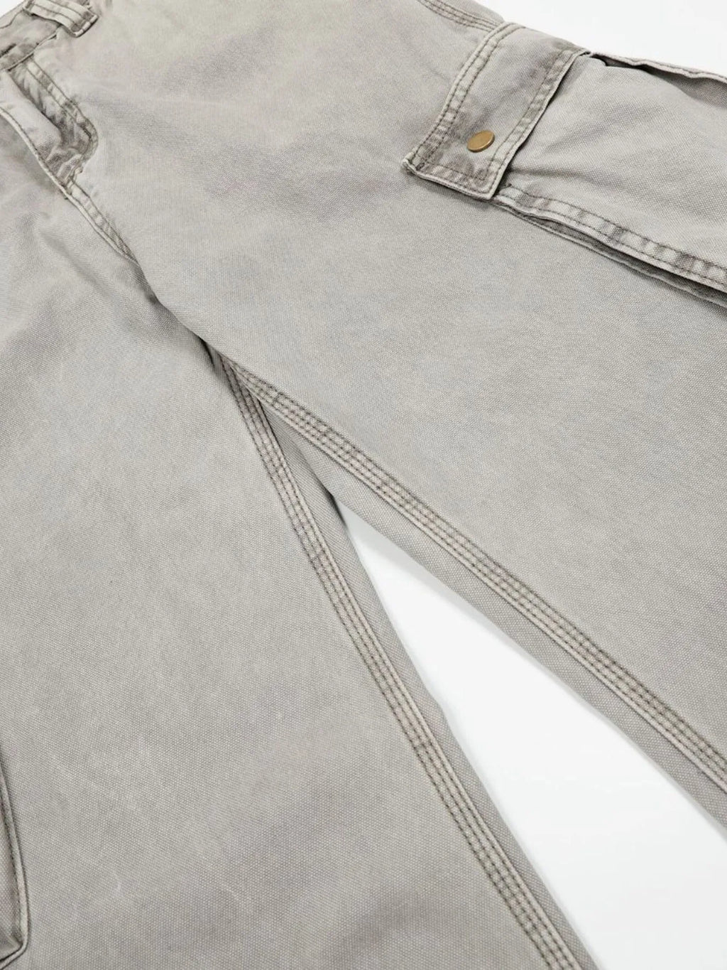 Men's Washed Wide Leg Cargo Jeans with Multiple Pockets