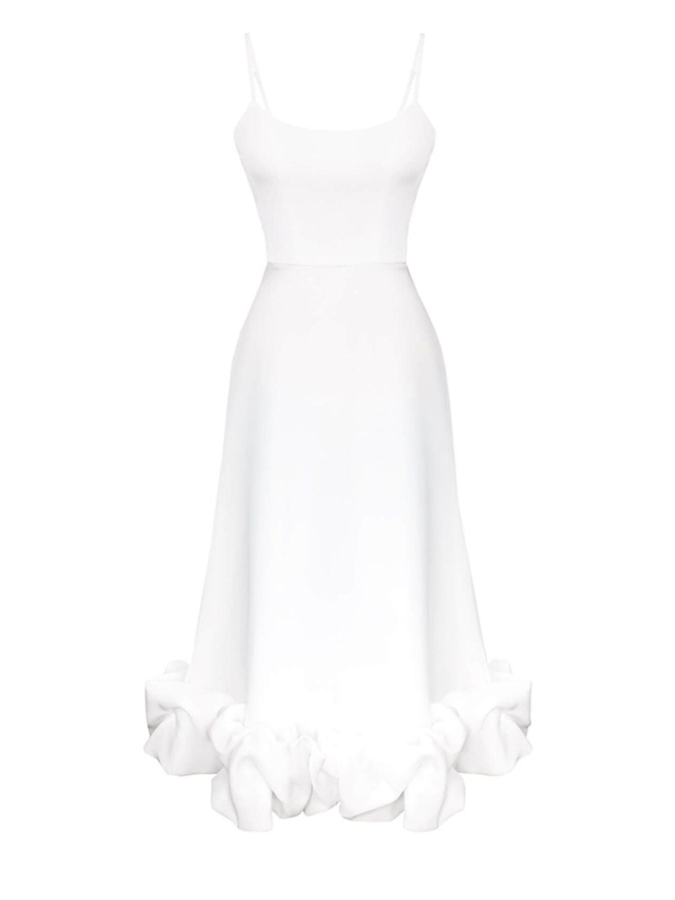 Ruffle Hem Scoop Neck Midi Dress