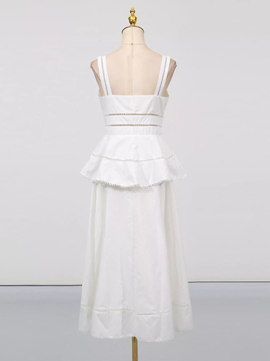 Sleeveless Eyelet Embroidered Button-Down Midi Dress