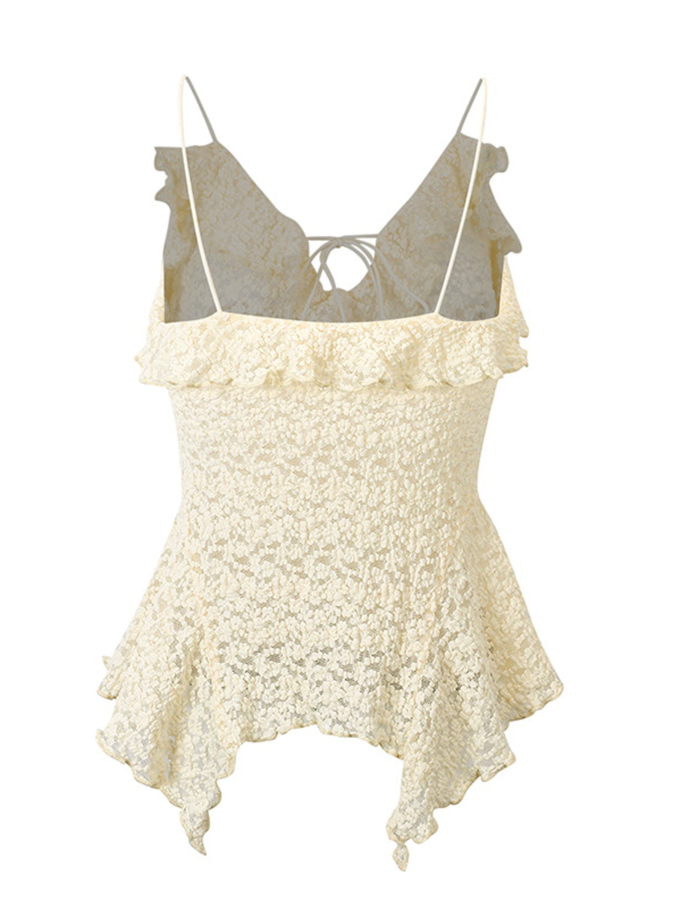 Lace Ruffle Trim Tie-Front Cami