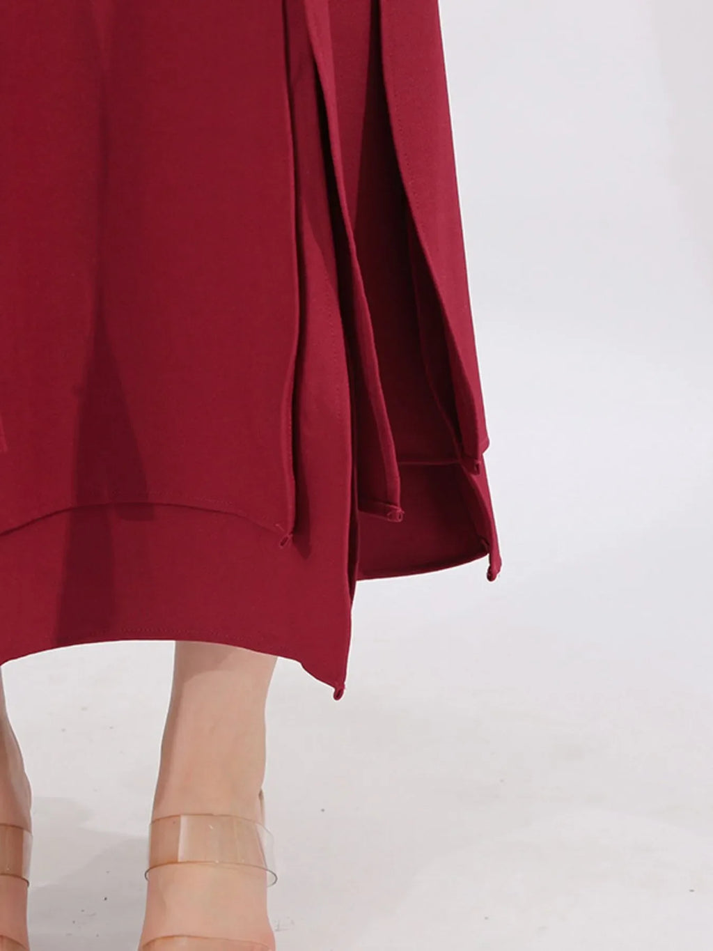 Slit Spaghetti Strap Long Sleeve Dress