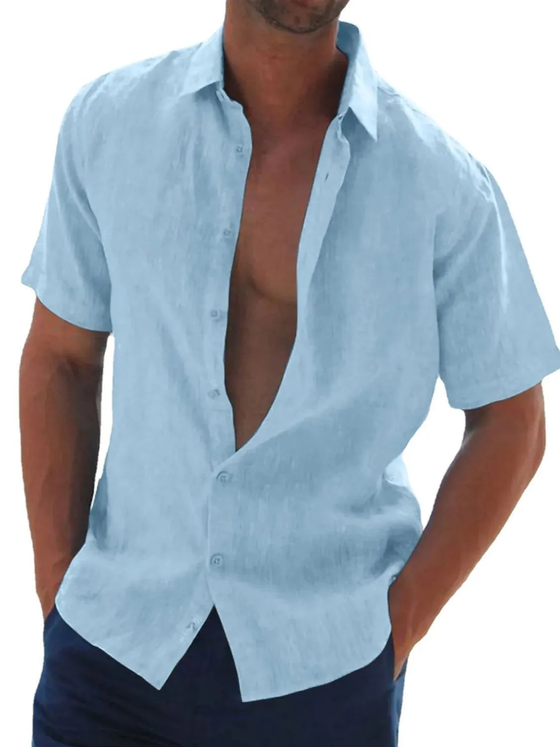 Men's Full Size Button Up Short Sleeve Shirt Plus Size