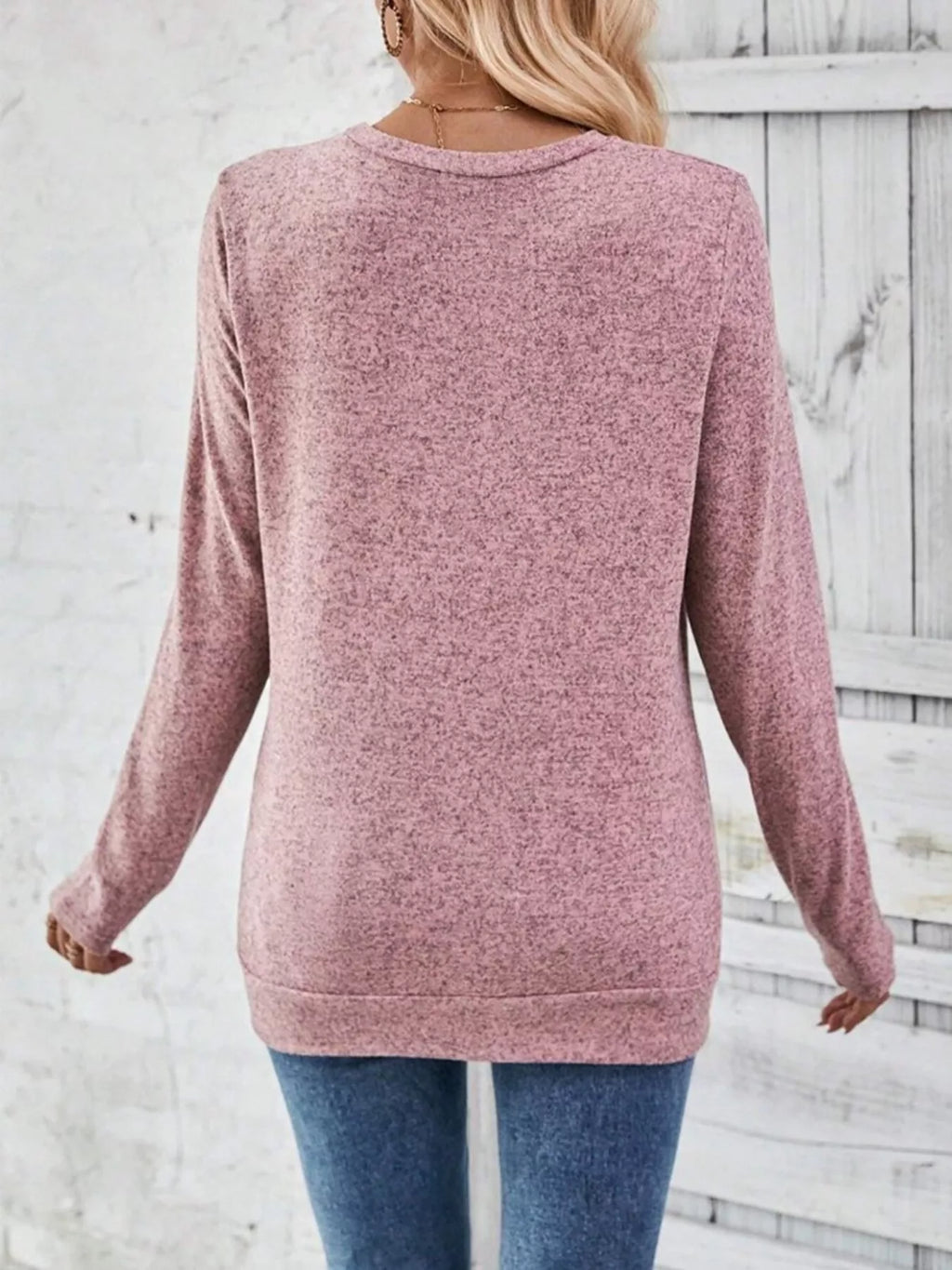 Casual Decor Button Long Sleeve T-Shirt