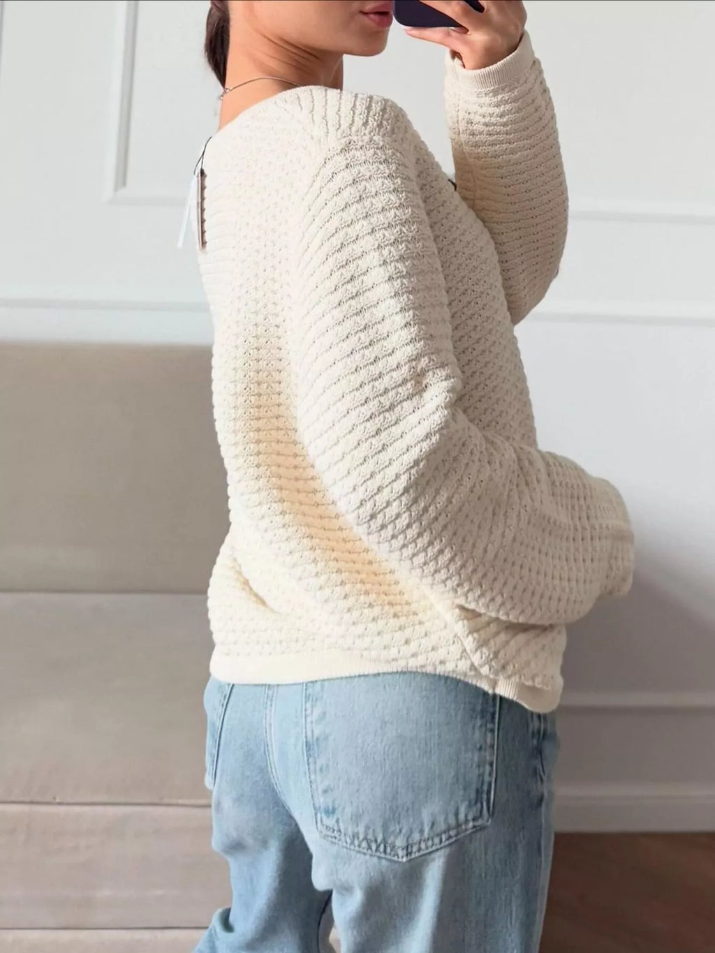 Textured Knit Button-Down Cardigan