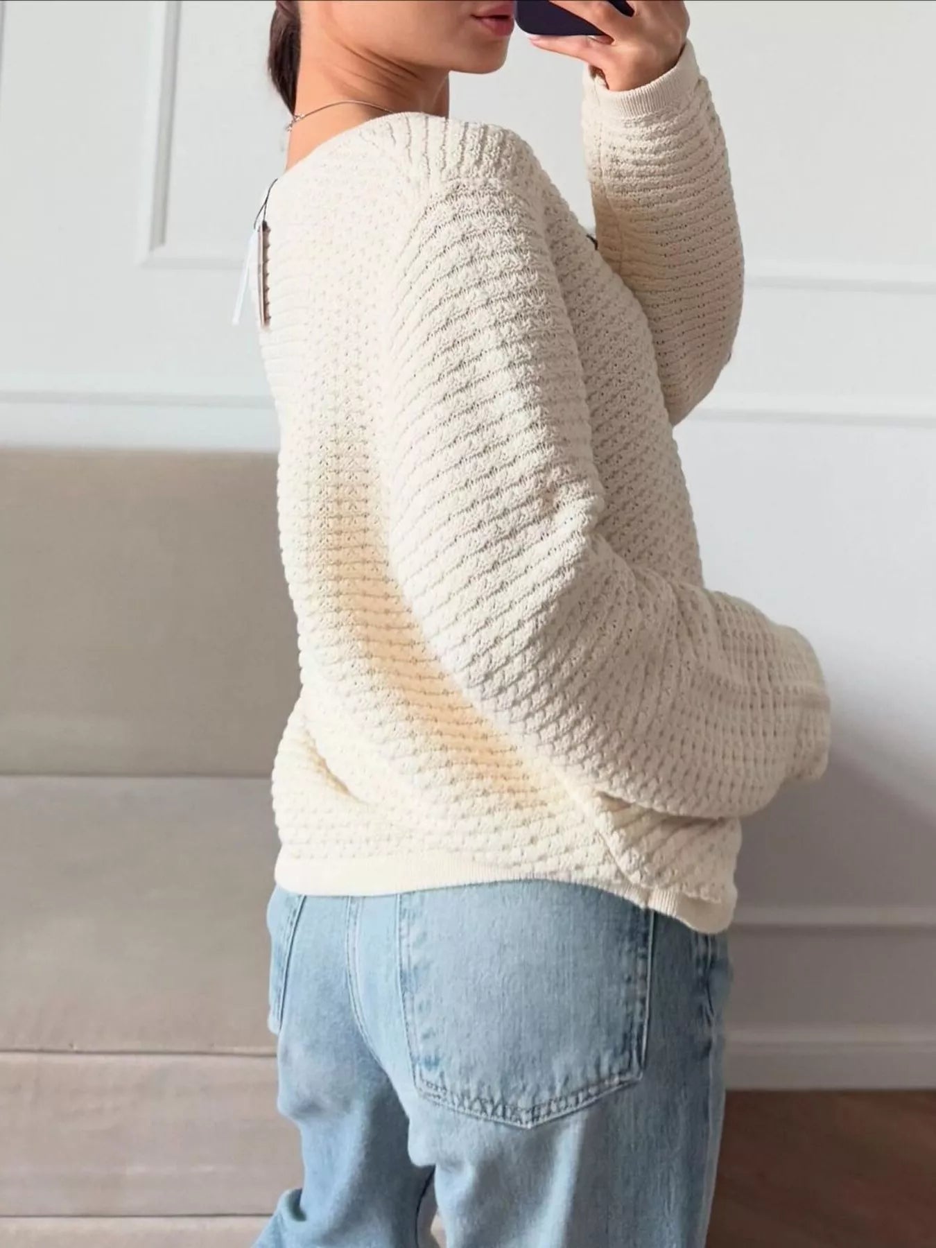 Textured Knit Button-Down Cardigan