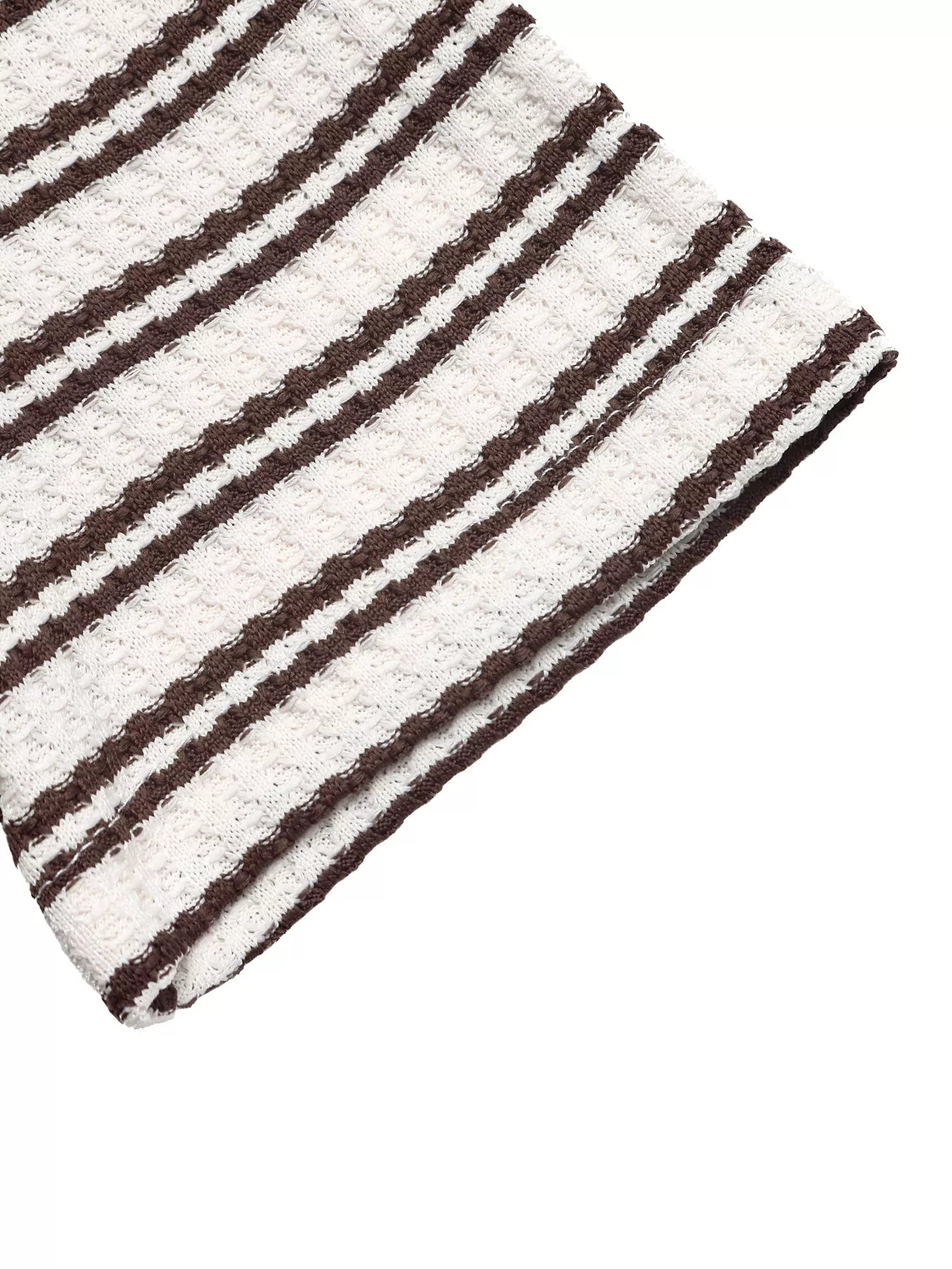 Striped Polo Collar Short Sleeve Top