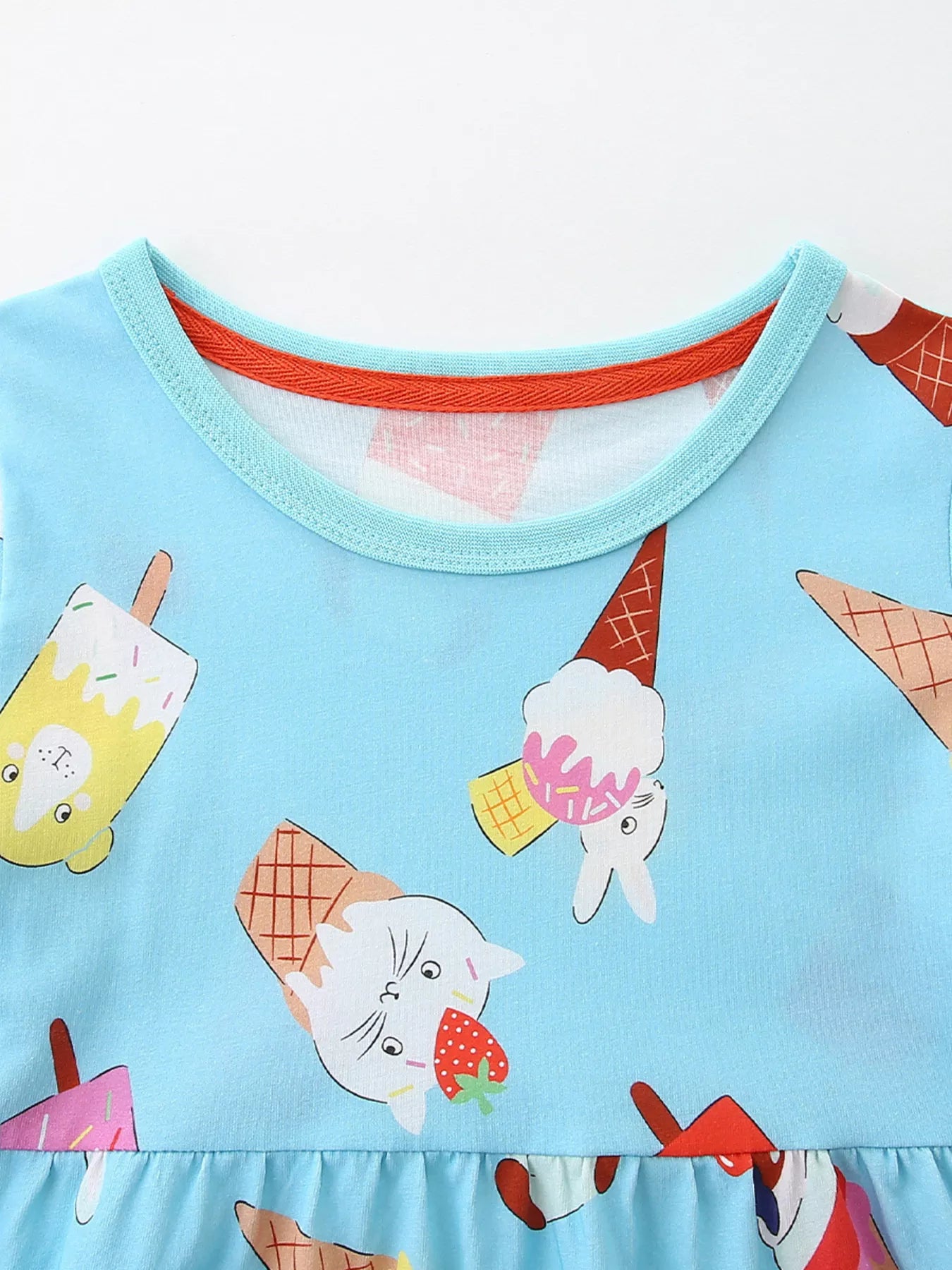 Children's Ice Cream Print Short Sleeve Dress