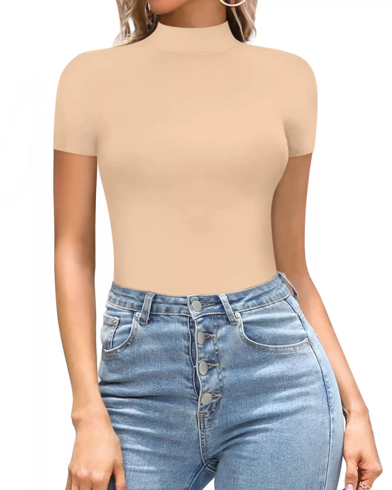 Mock Neck Short Sleeve Bodysuit