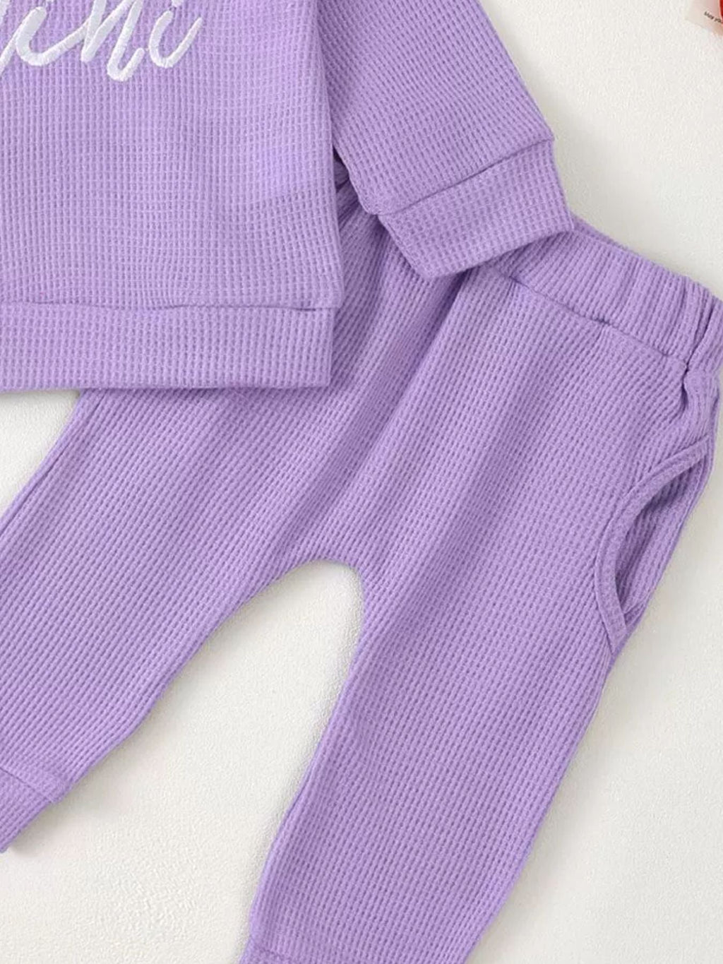 Children's Letter Ruffled Trim Top and Pants Set